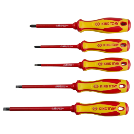 KING TONY 30605MR Набор диэлектрических отверток POZIDRIV, SLOTTED, 5 предметов