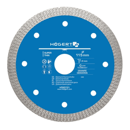 Диск отрезной алмазный для плитки 125x1,2x22,23 мм HOEGERT HT6D722