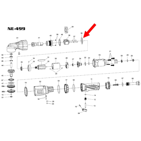 Ремкомплект для пневматической трещотки NE-499, шайба прижимная MIGHTY SEVEN NE-499P36