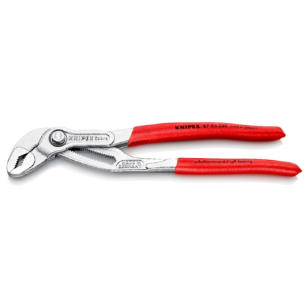 Клещи переставные, зев 50 мм, длина 250 мм, хром, обливные ручки, KNIPEX Cobra KN-8703250SB