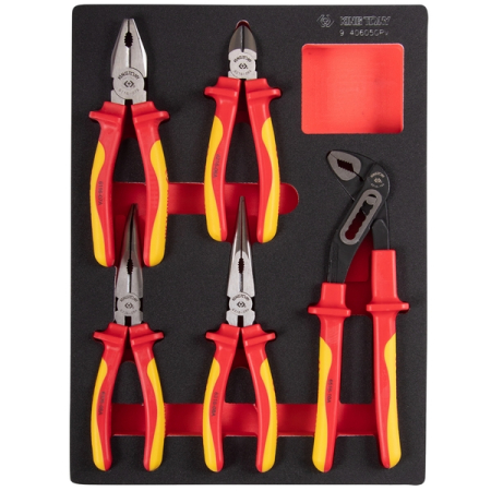 KING TONY 9-40605GPV Набор пассатижей и бокорезов диэлектрических, ложемент, 5 предметов KING TONY 9-40605GPV Набор пассатижей и бокорезов диэлектрических, ложемент, 5 предметов