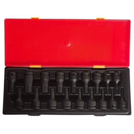 Набор бит-головок ударных 1/2" HEX, TORX, SPLINE, 18 предметов, JTC-K4181