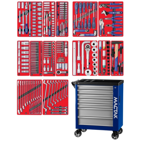 Набор инструментов "ПРОФИ" в синей тележке, 299 предметов MACTAK 50-07299B