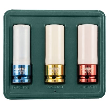 Набор головок ударных 1/2", тонкостенных глубоких для легкосплавных колесных дисков, 17, 19, 21 мм, Jonnesway S03AD4303S