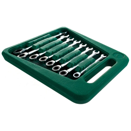 Набор комбинированных трещоточных ключей, 8-19 мм, 8 предметов, HANS 16658MUB