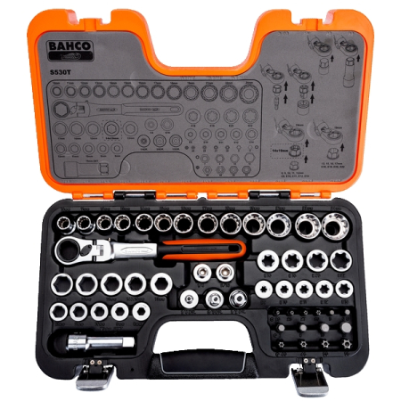 BAHCO S530T Набор торцевых головок проходных, 53 предмета
