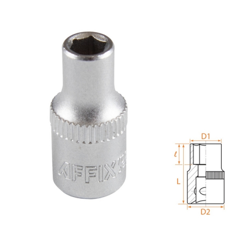 Головка торцевая стандартная шестигранная 1/4", 5 мм, AFFIX AF00020005