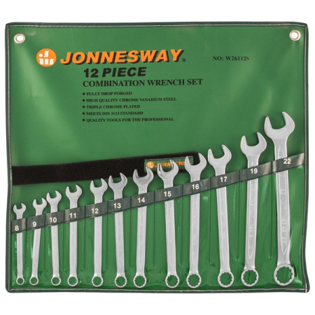 Набор ключей гаечных комбинированных в сумке, 8-22 мм, 12 предметов, Jonnesway W26112S