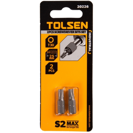 Набор вставок (бит) 1/4", Torx T30, 25 мм, 2 предмета TOLSEN TT20226