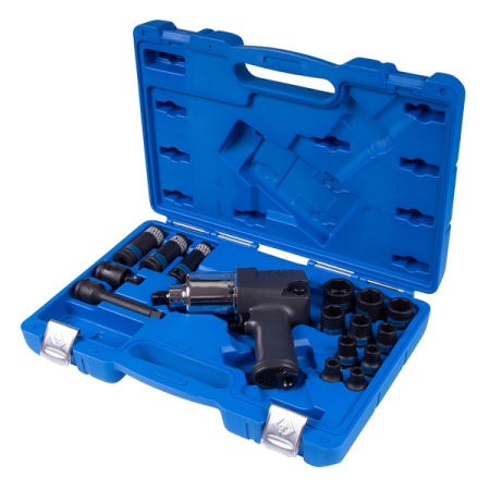 KING TONY 44106AMP01 Гайковерт пневматический ударный 1/2", 881 Нм, с комплектом головок, 17 предметов