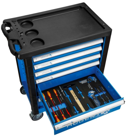 Набор инструментов в тележке, 214 предметов, HOEGERT HT7G056