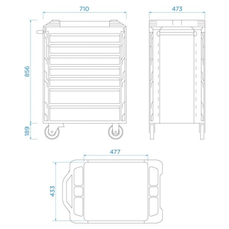 KING TONY 87SQ31-7B-BK Тележка инструментальная SQUAD D7, 7 ящиков