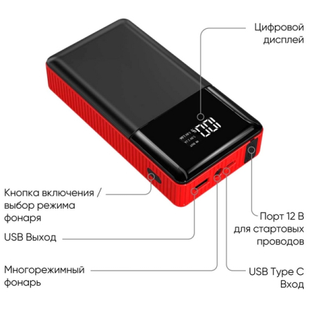 Пусковое устройство 12 В, 8 Ач, 200/400 А, iCarTool IC-JSD08N
