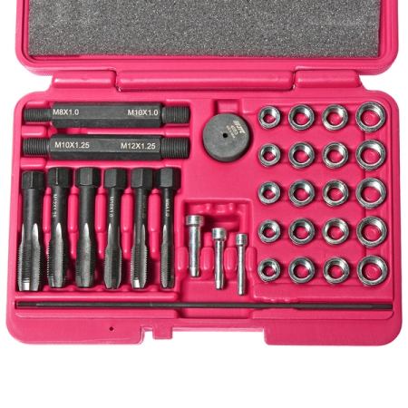 Набор инструментов для восстановления резьбы под свечи накаливания, 33 предмета, JTC-4053