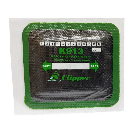 Пластырь радиальный кордовый 75x85 мм, 1 слой корда, 10 шт, Clipper K913