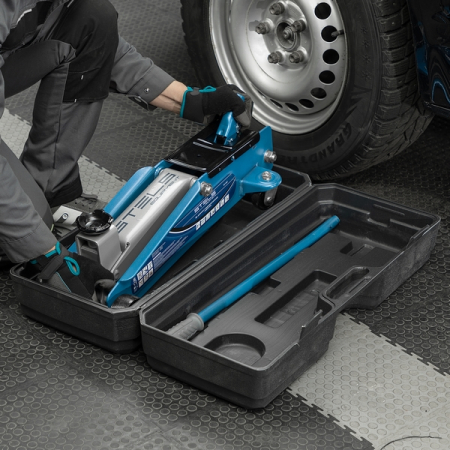 Подкатной гидравлический домкрат для автолюбителя, высокий подъем, 3 т, кейс, Stels 51157