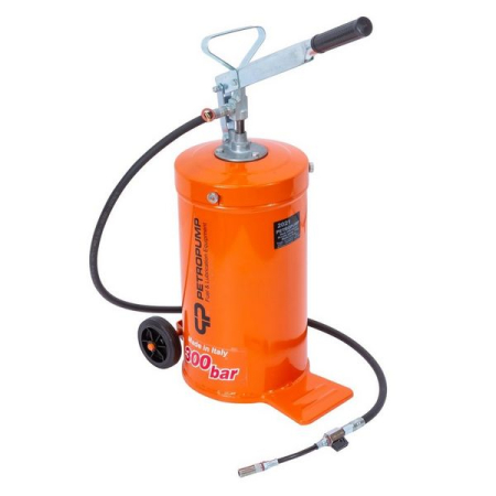 Ручной солидолонагнетатель с емкостью 16 кг, 300 бар, с тележкой, проф. версия, Petropump PP210010