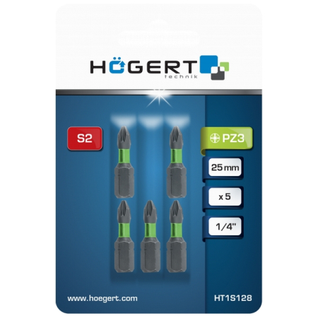 Биты ударные PZ3, 25 мм, 5 шт, HOEGERT HT1S128
