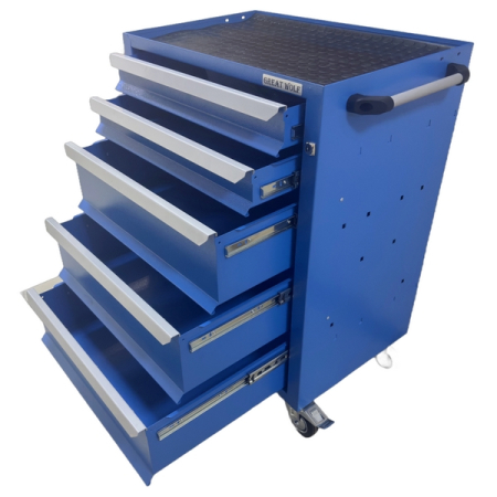 Инструментальная тележка, 5 ящиков, синяя, Great Wolf GWT-K5B