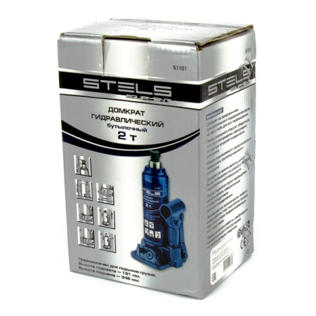 Домкрат гидравлический бутылочный, 2 т, 181-345 мм, Stels 51101