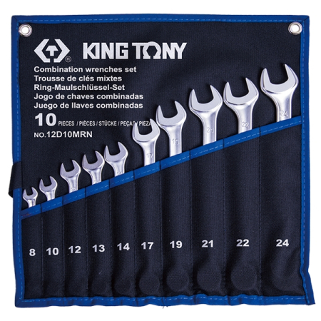 KING TONY 12D10MRN Набор комбинированных ключей, 8-24 мм, чехол из теторона, 10 предметов KING TONY 12D10MRN Набор комбинированных ключей, 8-24 мм, чехол из теторона, 10 предметов