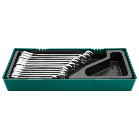 Набор ключей гаечных комбинированных трещоточных, 8-19, мм в ложементе, 12 предметов, Jonnesway W45112SP