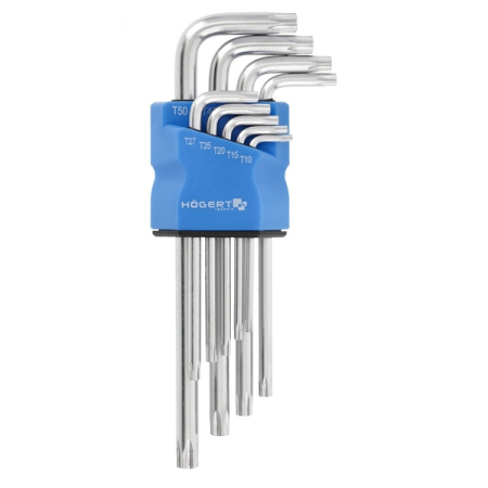 Набор Г-образных удлиненных ключей TORX с отверстием, TT10-TT50, 9 шт, HOEGERT HT1W830