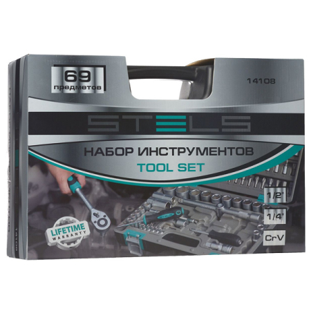 Набор инструментов для автомобиля, 69 предметов Stels 14108