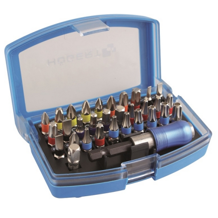 Набор бит с битодержателем 1/4", SL, PH, PZ, HEX, Torx, Torx с отверстием, 32 шт, HOEGERT HT1S400