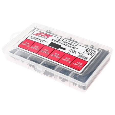 Трубка термоусадочная d=2, 3, 4, 5, 6, 10 мм, длина 100 мм, 120 шт, JTC-2034