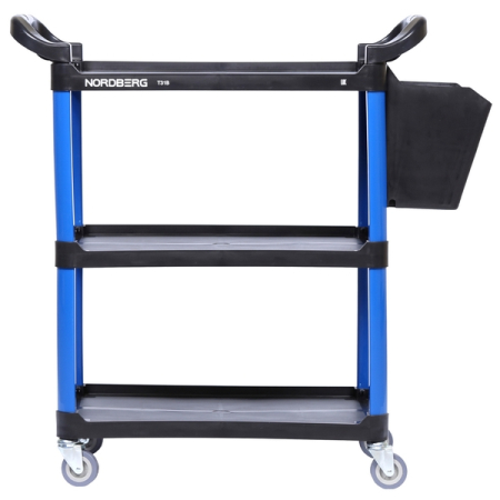Nordberg T31B Тележка инструментальная, 3 пластиковые полки, синяя
