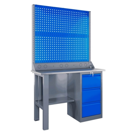 Верстак слесарный гаражный однотумбовый, двойной экран, Верстакофф SLF SLF 121.13.1-2R