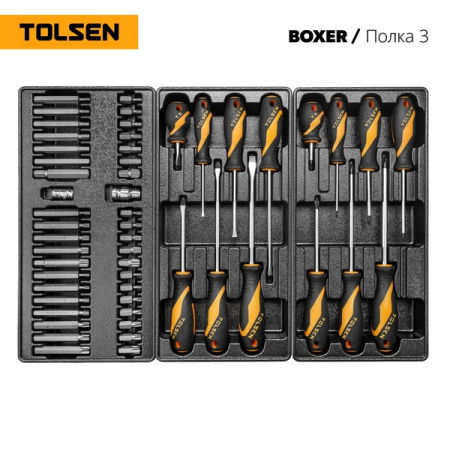Набор инструментов BOXER в черной тележке, 157 предметов, TOLSEN TT85415