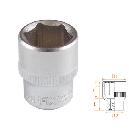 Головка торцевая стандартная шестигранная 1/4", 14 мм, AFFIX AF00020014