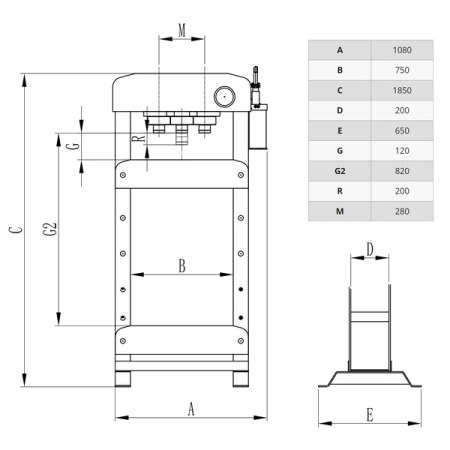 Пресс пневмогидравлический напольный, 50 т, SNIT SP-50EAM
