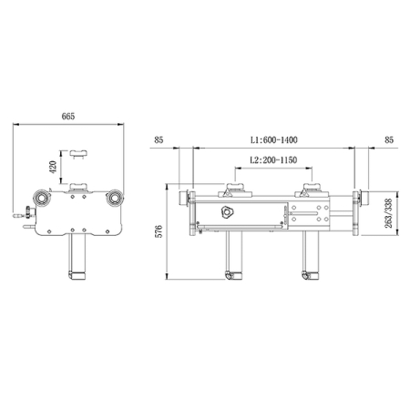 Домкрат канавный пневмогидравлический, 20 т, с двумя цилиндрами, SNIT SG20-2