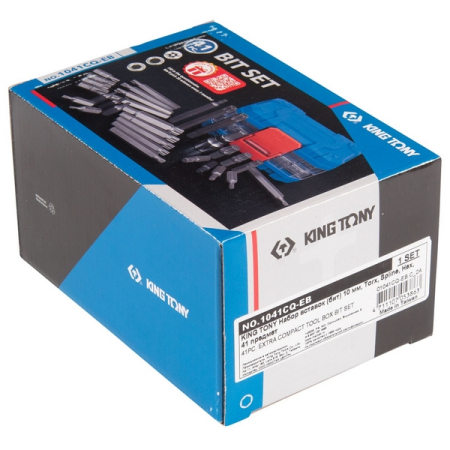 KING TONY 1041CQ-EB Набор вставок (бит) 10 мм, Torx, Spline, Hex, 41 предмет