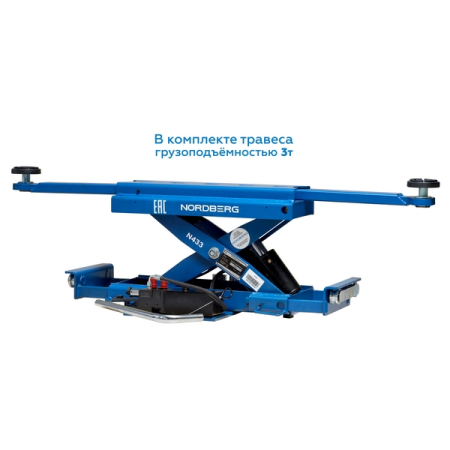 Nordberg 4450 Подъемник 4-стоечный электрогидравлический, 5т, ручная траверса 3т, пневмостопоры, 380В, синий Nordberg 4450 Подъемник 4-стоечный электрогидравлический, 5т, ручная траверса 3т, пневмостопоры, 380В, синий