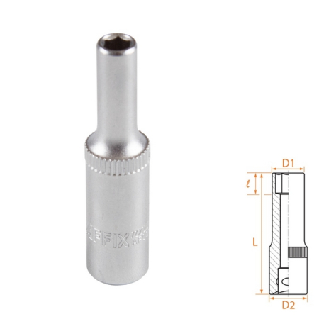 Головка торцевая глубокая шестигранная 1/4", 4.5 мм, AFFIX AF00120045