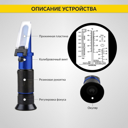 Рефрактометр для антифриза, стеклоомывающей жидкости, электролита и мочевины iCarTool IC-803