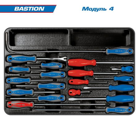 KING TONY 9G38-100MRR Набор инструментов "BASTION", 204 предмета, в красной тележке