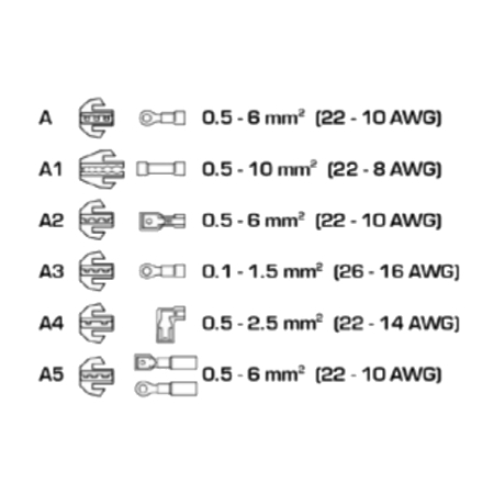 Пресс-клещи для обжима проводов, со сменными матрицами 6 шт, HOEGERT HT1P176