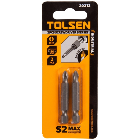 Набор вставок (бит) 1/4", Phillips PH2, 50 мм, 2 предмета TOLSEN TT20313