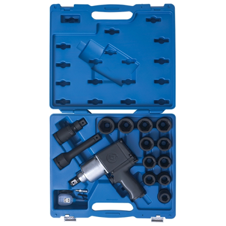 KING TONY 64114AMP Гайковерт ударный пневматический 3/4", 1085 Нм, с комплектом ударных головок, 18 предметов