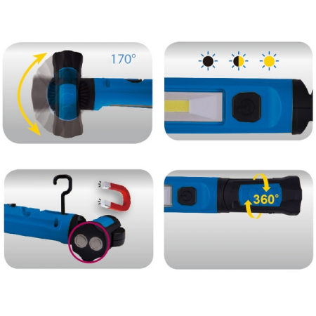 KING TONY 9TA33A Фонарь светодиодный, под капот автомобиля, магнит, 10W COB LED, Li-Ion, 7,4 В