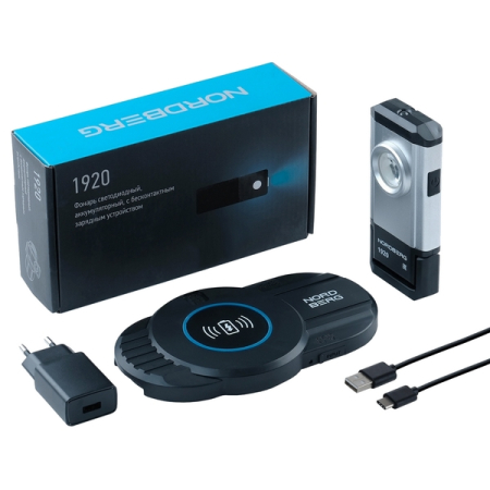 NORDBERG 1920 Фонарь светодиодный, аккумуляторный 3.6 В, с бесконтактным зарядным устройством