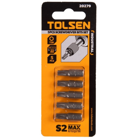 Набор вставок (бит) 1/4", Torx T30, 25 мм, 5 предметов, TOLSEN TT20279