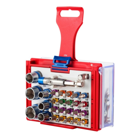Набор вставок (бит) 1/4 дюйма, TORX, HEX, PZ, PH, SLOT, 28 предметов МАСТАК 058-10028C