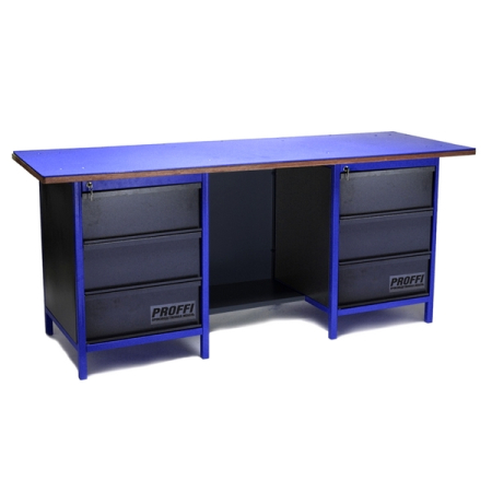 Верстак промышленный двухтумбовый Верстакофф PROFFI-M 3МД ДПС1Д