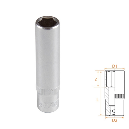 Головка торцевая глубокая шестигранная 1/4", 8 мм, AFFIX AF00120008